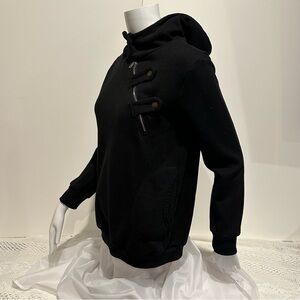 Black pullover hoodie with front zipper and snaps women’s size small